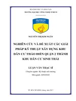 Nghiên cứu và đề xuất các giải pháp kỹ thuật xây dựng khu dân cư thảo điền quận 2 thành khu dân cư sinh thái guyễn thị kim ngân 