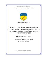 Các yếu tố ảnh hưởng đến sự hài lòng của khách hàng đối với dịch vụ tư vấn và can thiệp   trị liệu tâm lý cho trẻ của công ty rồng việt 