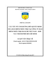 Các yếu tố ảnh hưởng đến quyết định mua bảo hiểm nhân thọ tại công ty bảo hiểm nhân thọ DAI ICHI việt nam   khu vực TP HCM