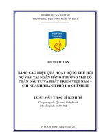 Nâng cao hiệu quả hoạt động thu hồi nợ vay tại ngân hàng thương mại cổ phần đầu tư và phát triển việt nam   chi nhánh thành phố hồ chí minh 