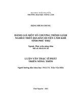 Đánh giá một số chương trình giảm nghèo trên địa bàn huyện cẩm khê tỉnh phú thọ 