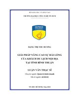 Giải pháp nâng cao sự hài lòng của khách du lịch nội địa tại tỉnh bình thuận 
