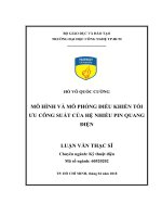 Mô hình và mô phỏng điều khiển tối ưu công suất của hệ nhiều pin quang điện 