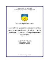 Các nhân tố ảnh hưởng đến chất lượng dịch vụ kiểm toán của các công ty kiểm toán độc lập nhỏ và vừa tạ thành phố hồ chí minh 