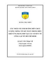 Các nhân tố ảnh hưởng đến chất lượng thông tin kế toán trong điều kiện ứng dụng ERP tại các cơ sở y tế công lập tp  hồ chí minh 