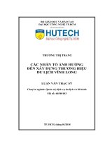 Các nhân tố ảnh hưởng đến xây dựng thương hiệu du lịch vĩnh long 