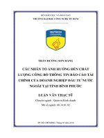 Các nhân tố ảnh hưởng đến chất lượng công bố thông tin báo cáo tài chính của doanh nghiệp đầu tư nước ngoài tại tỉnh bình phước 