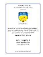 Các nhân tố thuộc môi trường ERP tác động đến tổ chức hệ thống thông tin kế toán trong các doanh nghiệp logistics tại TP HCM 