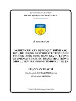 Nghiên cứu xây dựng quy trình xác định dư lượng glyphosate trong môi trường   ứng dụng đánh giá dư lượng glyphosate tại các trang trại trồng nho huyện tuy phong tỉnh bình thuận 