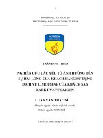 Nghiên cứu các yếu tố ảnh hưởng đến sự hài lòng của khách hàng sử dụng dịch vụ limousine của khách sạn park hyatt saigon 