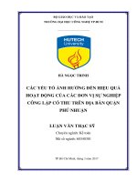Các yếu tố ảnh hưởng đến hiệu quả hoạt động của các đơn vị sự nghiệp công lập có thu trên địa bàn quận phú nhuận 