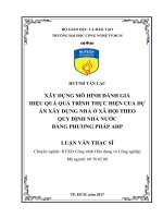 Xây dựng mô hình đánh giá hiệu quả quá trình thực hiện của dự án xây dựng nhà ở xã hội theo quy định nhà nước bằng phương pháp AHP 