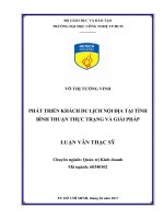Phát triển khách du lịch nội địa tại tỉnh bình thuận thực trạng và giải pháp 
