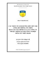 Các nhân tố ảnh hưởng đến mức độ công bố thông tin trên báo cáo tài chính của các công ty thuộc nhóm ngành công nghiệp niêm yết trên hose 