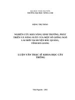 Nghiên cứu khả năng sinh trưởng, phát triển và năng suất của một số giống ngô lai mới tại huyện bắc quang, tỉnh hà giang 