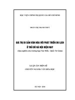 Giải trị di sản văn hóa với phát triển du lịch ở Thủ Đô Hà Nội hiện nay (qua nghiên cứu trường hợp Văn Miếu  Quốc Tử Giám) (Luận án tiến sĩ)