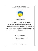 Các nhân tố tác động đến lòng trung thành của nhân viên trong các doanh nghiệp có vốn đầu tư nước ngoài tại khu công nghệ cao TP HCM 