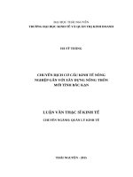 Chuyển dịch cơ cấu kinh tế nông nghiệp gắn với xây dựng nông thôn mới tỉnh bắc kạn 