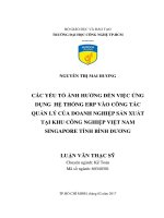 Các yếu tố ảnh hưởng đến việc ứng dụng hệ thống ERP vào công tác quản lý của doanh nghiệp sản xuất tại khu công nghiệp việt nam singapore tỉnh bình dương 