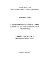 Kiểm soát chi đầu tư xây dựng cơ bản qua kho bạc nhà nước huyện lâm thao, tỉnh phú thọ 