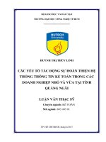 Các yếu tố tác động sự hoàn thiện hệ thống thông tin kế toán trong các doanh nghiệp nhỏ và vừa tại tỉnh quảng ngãi 