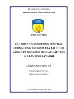 Các nhân tố ảnh hưởng đến chất lượng công tác kiểm tra tài chính đảng ở ủy ban kiểm tra các cấp trên địa bàn tỉnh tây ninh 