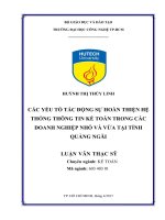 Các yếu tố tác động sự hoàn thiện hệ thống thông tin kế toán trong các doanh nghiệp nhỏ và vừa tại tỉnh quảng ngãi 