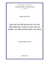 Chế tạo vật liệu quang xúc tác tio2 biến tính (tio2v, tio2n và tio2 CNTs) và nghiên cứu một số tính chất của chúng 