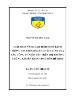 Giải pháp nâng cao tính minh bạch thông tin trên báo cáo tài chính của các công ty niêm yết trên thị trường chứng khoán TP  hồ chí minh 