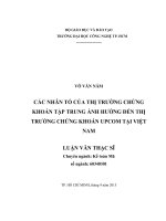 Các nhân tố của thị trường chứng khoán tập trung ảnh hưởng đến thị trường chứng khoán upcom tại việt nam 