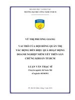 Vai trò của hội đồng quản trị tác động đến hiệu quả hoạt động doanh nghiệp niêm yết trên dàn chứng khoán tp HCM 