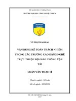 Vận dụng kế toán trách nhiệm trong các trường cao đẳng nghề trực thuộc bộ giao thông vận tải 
