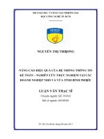 Nâng cao hiệu quả của hệ thống thông tin kế toán   nghiên cứu thực nghiệm tại các doanh nghiệp nhỏ và vừa tỉnh bình phước 