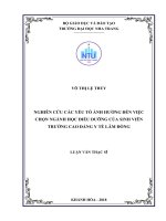 Nghiên cứu các yếu tố ảnh hưởng đến việc chọn ngành học điều dưỡng của sinh viên trường cao đẳng y tế lâm đồng 