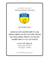 Đánh giá mức độ phù hợp của hệ thống thông tin kế toán đến thành quả hoạt động trong các doanh nghiệp nhỏ và vừa tại tp HCM 