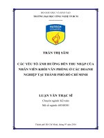 Các yếu tố ảnh hưởng đến thu nhập của nhân viên khối văn phòng ở các doanh nghiệp tại thành phố hồ chí minh 