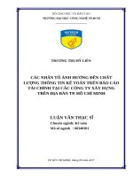 Các nhân tố ảnh hưởng đến chất lượng thông tin kế toán trên báo cáo tài chính tại các công ty xây dựng trên địa bàn tp  hồ chí minh 