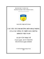 Các yếu tố ảnh hưởng đến hoạt động của các công ty trên sàn chứng khoán việt nam 