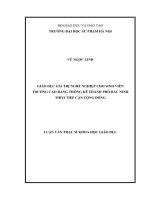 GIÁO DỤC GIÁ TRỊ NGHỀ NGHIỆP CHO SINH VIÊN  TRƯỜNG CAO ĐẲNG THỐNG KÊ THÀNH PHỐ BẮC NINH  THEO TIẾP CẬN CỘNG ĐỒNG
