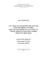 Các nhân tố ảnh hưởng đến mức độ công bố thông tin trên báo cáo tài chính của các công ty thuộc nhóm ngành công nghiệp niêm yết trên hose 