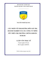 Các nhân tố ảnh hưởng đến giá trị doanh nghiệp của các công ty niêm yết trên thị trường chứng khoán TP HCM 