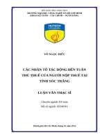 Các nhân tố tác động đến tuân thủ thuế của người nộp thuế tại tỉnh sóc trăng 
