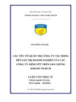 Các yếu tố quản trị công tác động đến giá trị doanh nghiệp của các công ty nêm yết trên sàn chứng khoán TP HCM 