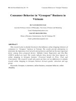 Consumer behavior in “groupon” business in Vietnam (Hành vi của người tiêu dùng trong kinh doanh của nhóm Groupon tại Việt Nam)