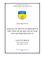 Đánh giá các nhân tố tác động đến tổ chức công tác kế toán tại các cơ sở đào tạo nghề tỉnh long an 