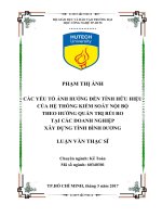 Các yếu tố ảnh hưởng đến tính hữu hiệu của hệ thống kiểm soát nội bộ theo hướng quản trị rủi ro tại các doanh nghiệp xây dựng tỉnh bình dương 