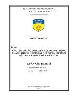 Các yếu tố tác động đến rủi ro hoạt động của hệ thống kiểm soát nội bộ tại NH TMCP đầu tư và phát triển việt nam 