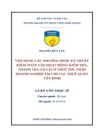Vận dụng các phương pháp, kỹ thuật kiểm toán vào hoạt động kiểm tra, thanh tra sai lệch thuế thu nhập doanh nghiệp tại chi cục thuế quận tân bình 