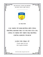Các nhân tố ảnh hưởng đến tăng trưởng doanh thu và tài sản của các công ty niêm yết trên thị trường chứng khoán TP HCM 