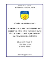 Nghiên cứu các yếu tố ảnh hưởng đến chi phí thi công công trình dân dụng của các công ty xây dựng trên địa bàn thành phố hồ chí minh 